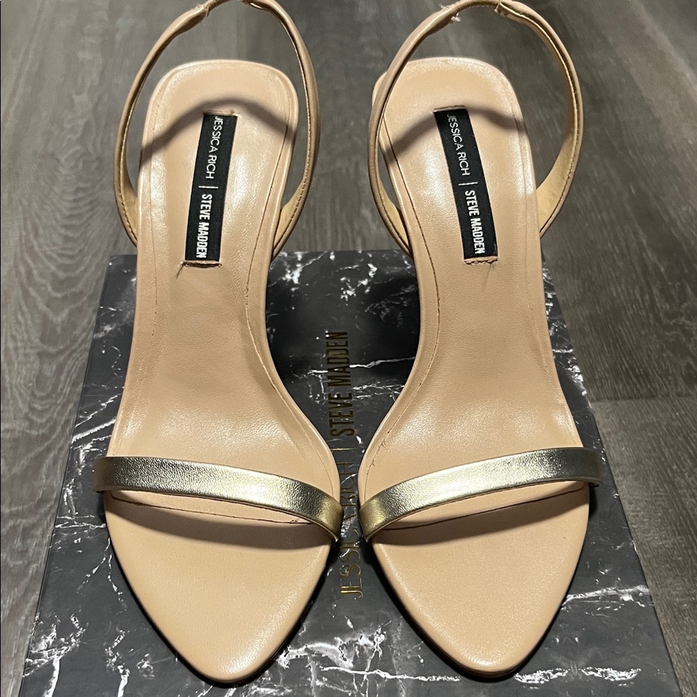 Steve Madden Beige and Gold Strappy Heels
